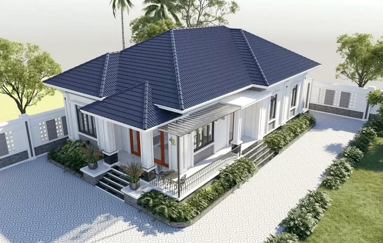 Mẫu nhà mái Nhật đẹp, hiện đại ở nông thôn