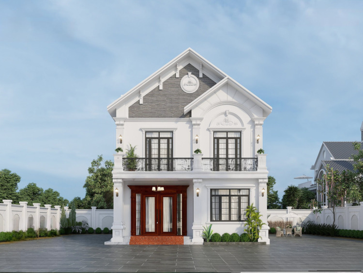 Mẫu nhà mái Thái 2 tầng đơn giản, hiện đại ở nông thôn