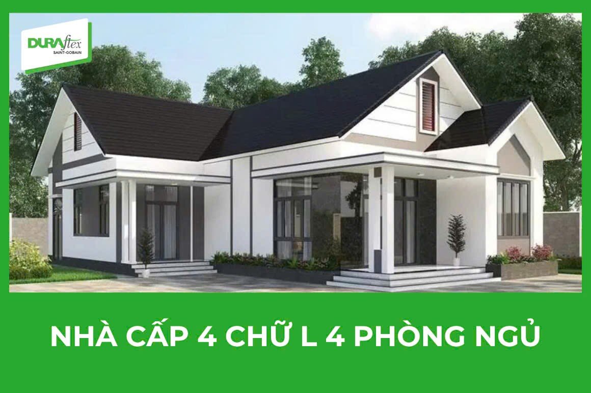 Nhà cấp 4 chữ L 4 phòng ngủ 