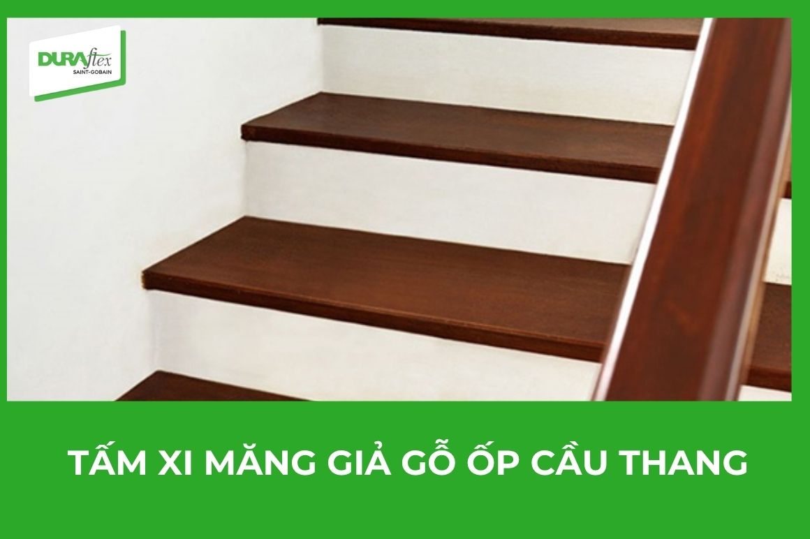 Tấm xi măng giả gỗ ốp cầu thang
