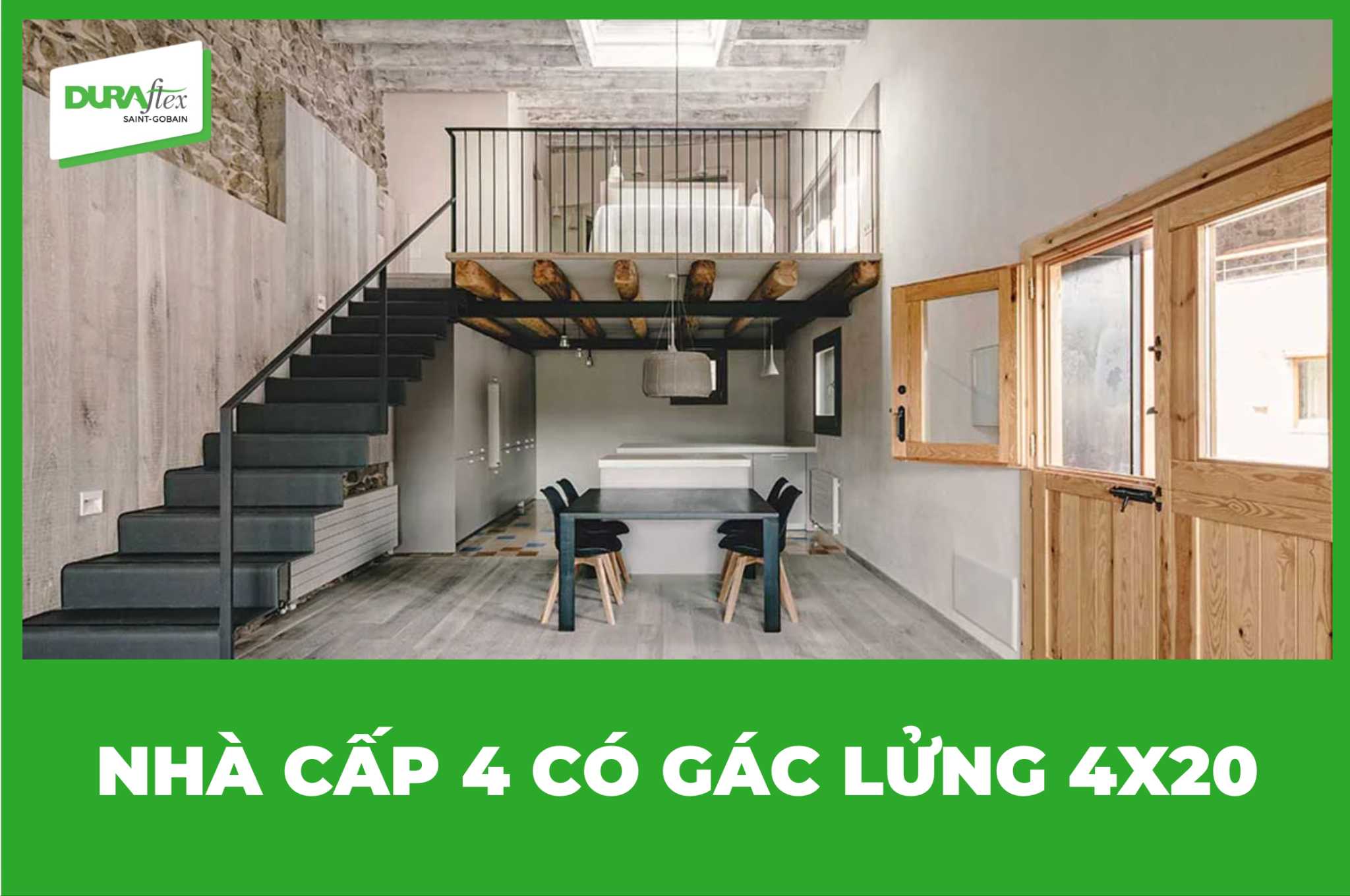 Nhà cấp 4 có gác lửng 4x20