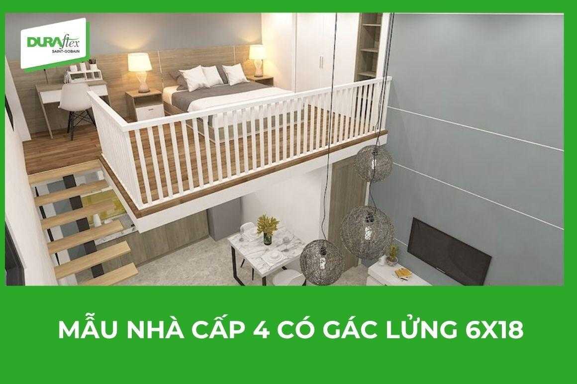 Mẫu nhà cấp 4 có gác lửng 6x18