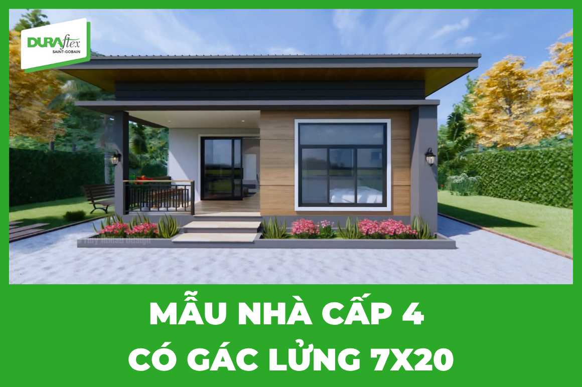 Mẫu nhà cấp 4 có gác lửng 7x20