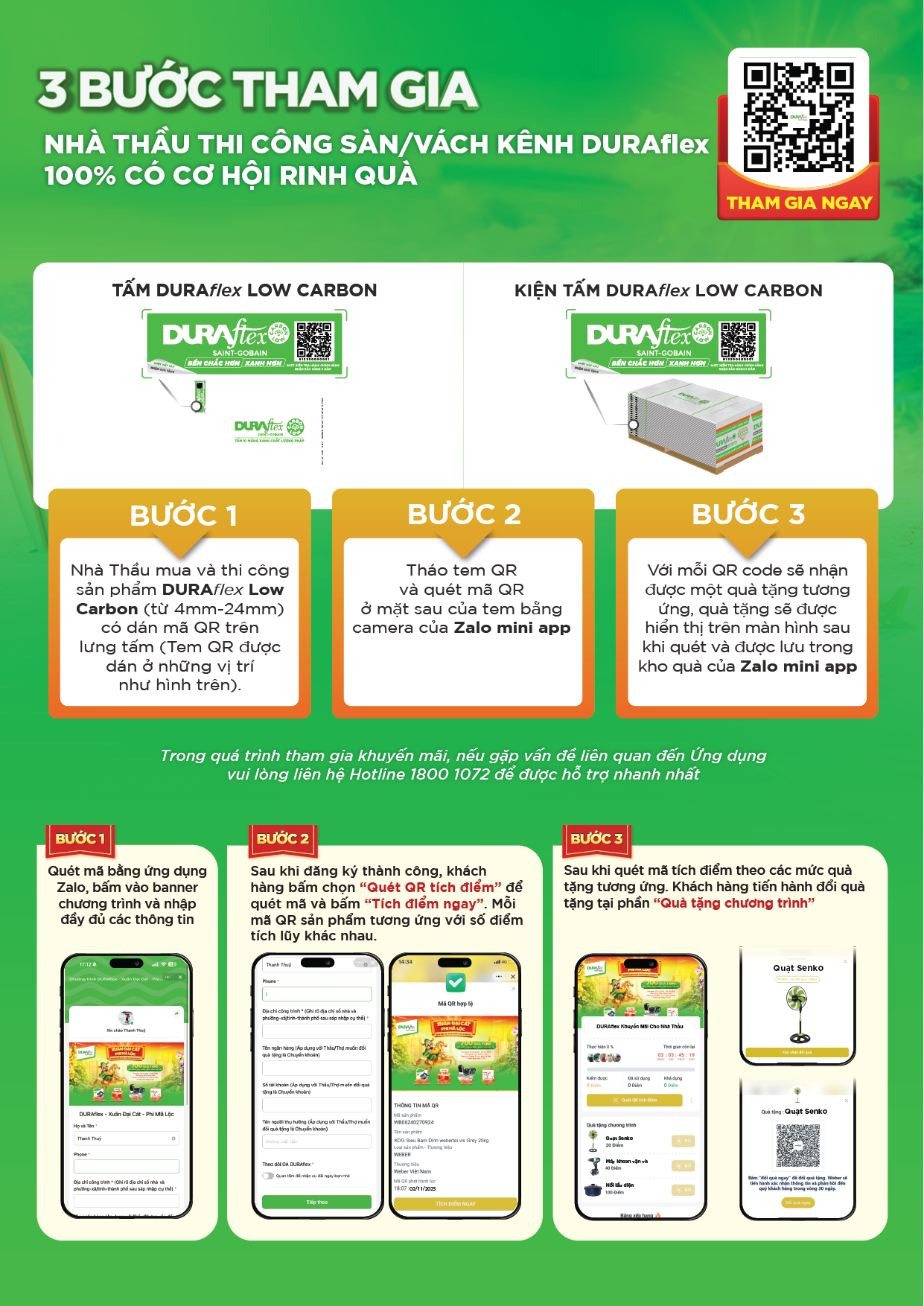 3 bước tham gia chương trình quét mã giải nhiệt Duraflex
