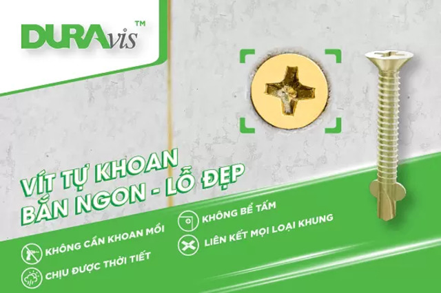 Bắt vít tự khoan cho tấm lót sàn nhà DURAflex
