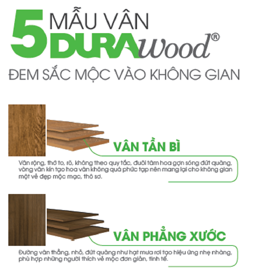 5 mẫu tấm xi măng vân gỗ DURAwood màu sắc độc đáo, hoa văn ấn tượng