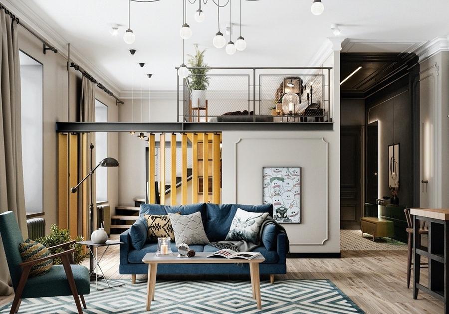 Thiết kế nhà gác lửng 3 phòng ngủ đẹp cho nhà căn hộ 70m2