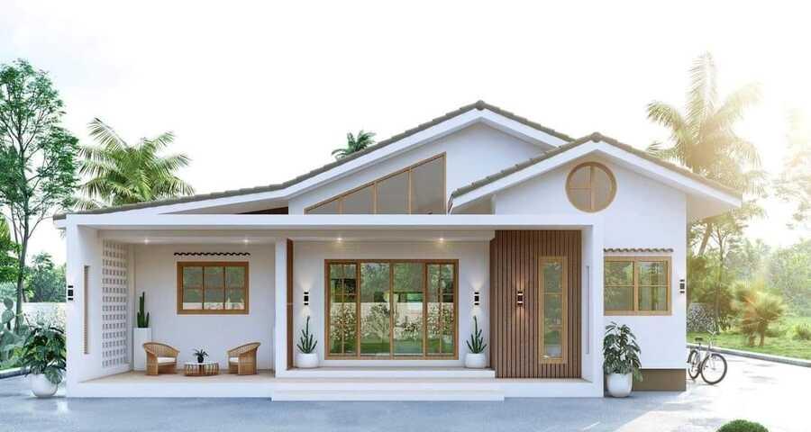 Mẫu nhà cấp 4 mái thái gác lửng 400 triệu