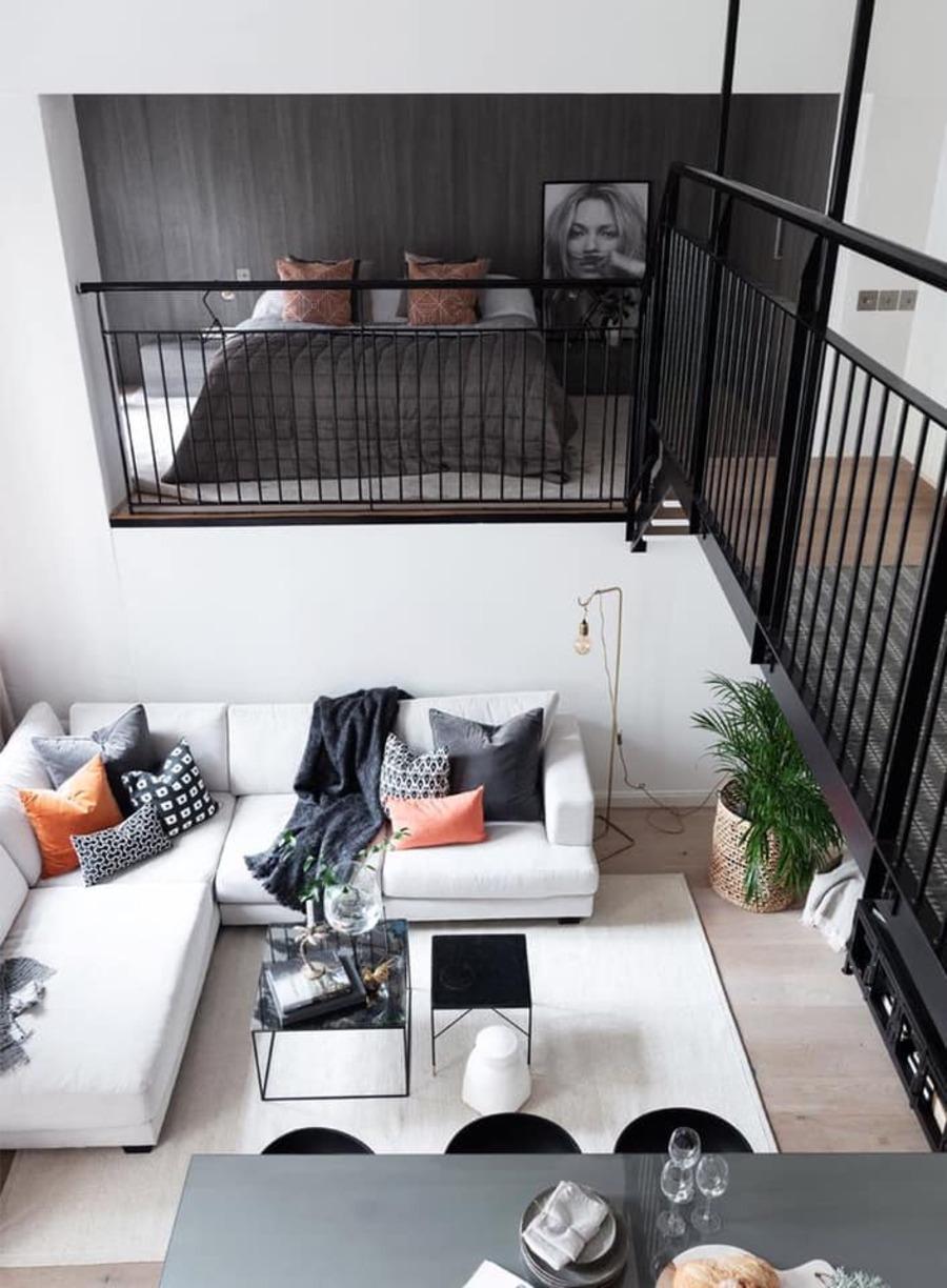 Nhà gác lửng mái bằng đẹp, hiện đại tận dụng cho phòng ngủ