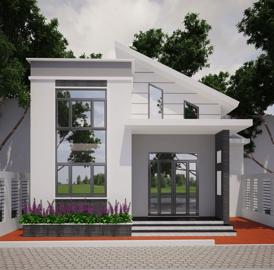 Mẫu gác lửng mái bằng cho nhà mặt tiền đẹp