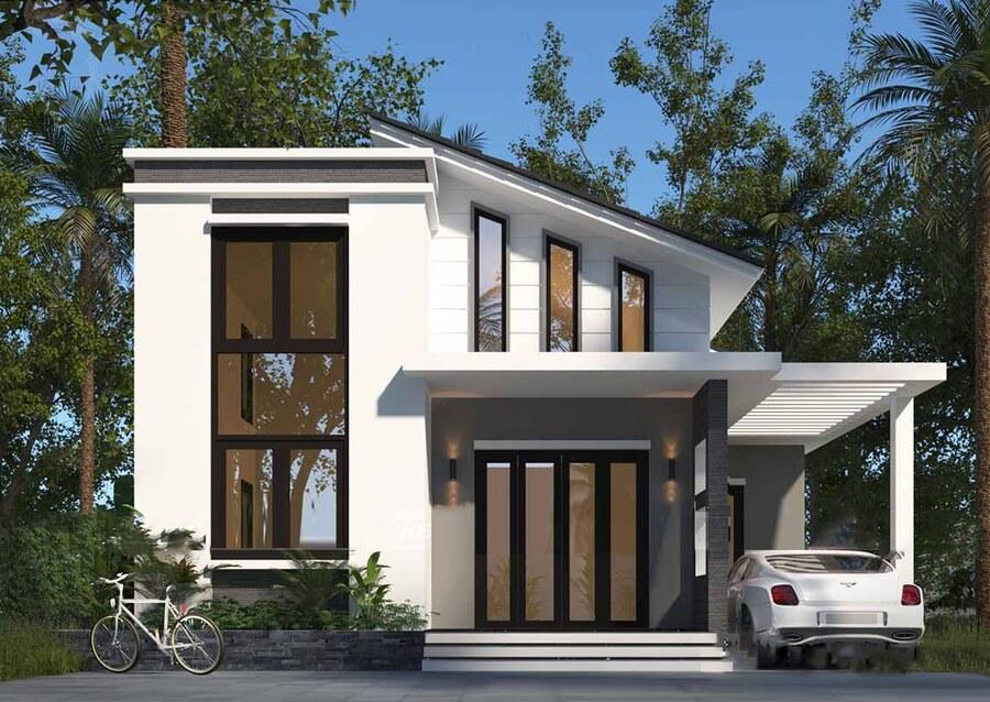 Mẫu nhà gác lửng mặt tiền đẹp cho gia đình