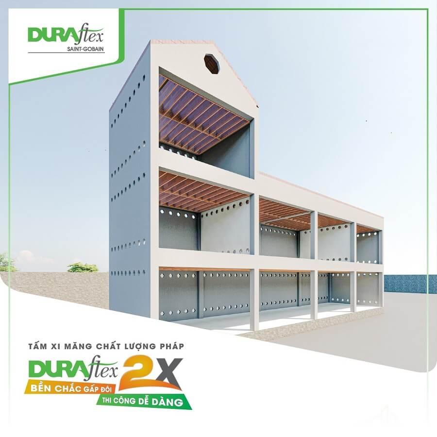 Mẫu nhà thép tiền chế làm từ tấm cemboard DURAflex