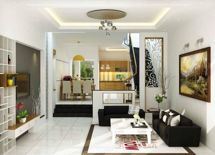 Kiểu vách ngăn phòng khách với phòng bếp đơn giản