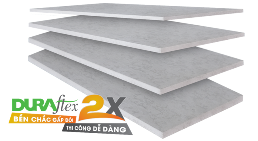 Tấm xi măng sợi DURAflex 2X - Ứng dựng thi công trần, sàn, tường, vách ngăn chịu lực bền đẹp