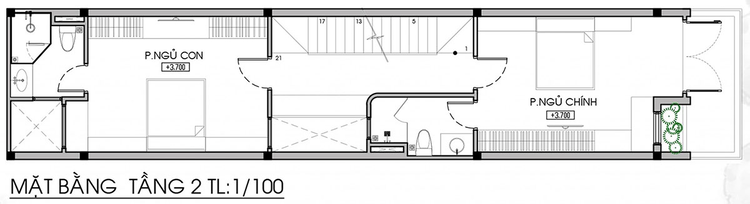 Bản vẽ thiết kế mẫu nhà ống đẹp tầng 2
