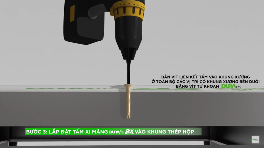 Bắn vít liên kết tấm vào khung xương bằng vít tự khoan DURAvis