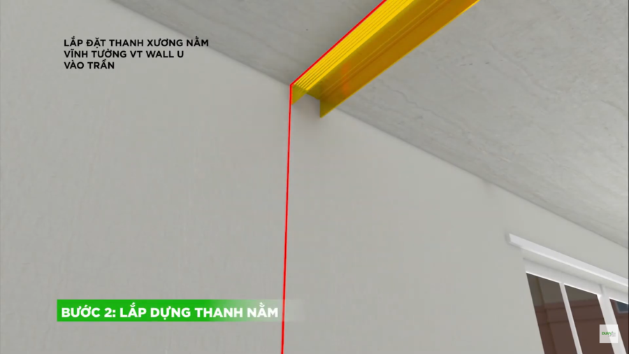 Lắp đặt thanh xương nằm Vĩnh Tường V-Wall U vào trần
