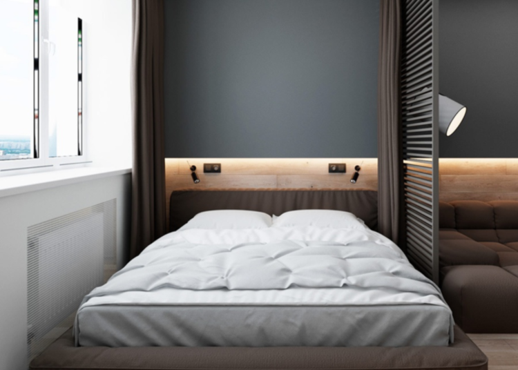 Vách ngăn phòng ngủ bằng gỗ công nghiệp hình thanh ngang