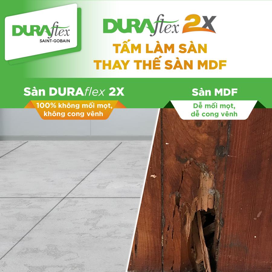 Tấm xi măng DURAflex 2X làm sàn chịu lực thay thế gỗ MDF