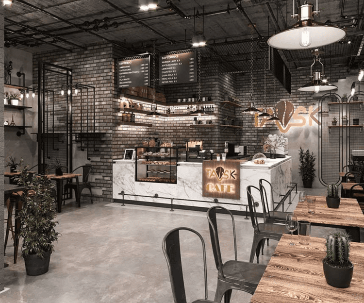 Thiết kế quán cafe khung thép phong cách công nghiệp