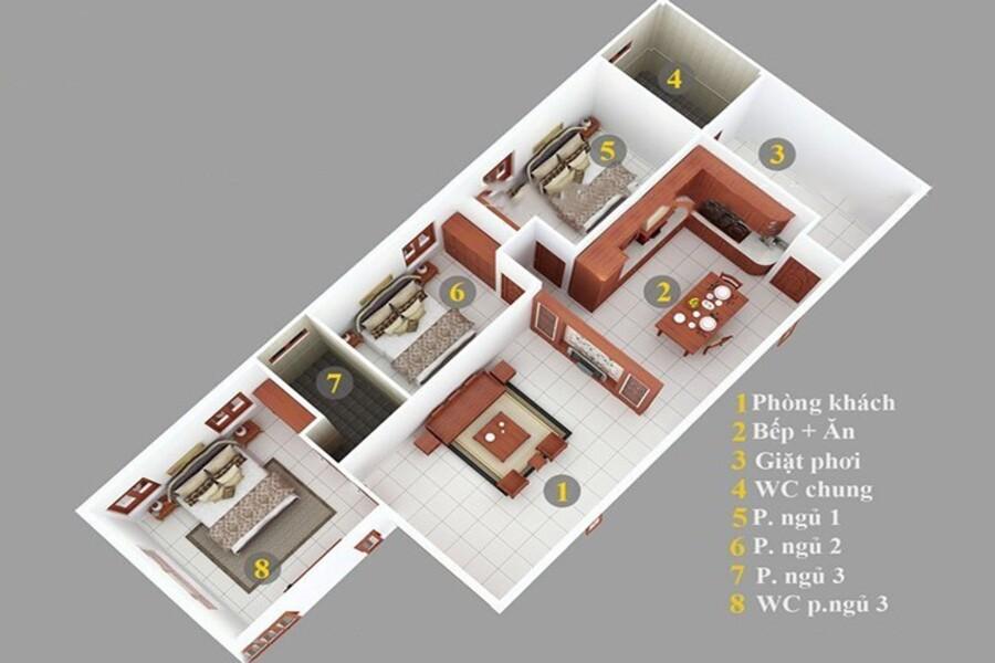 Thiết kế nội thất mẫu nhà cấp 4 gác lửng giá rẻ 5.6x18m Hòa Bình NETNC4176  - Vtkong Kts