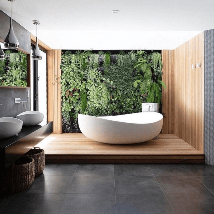 Mẫu thiết kế phòng tắm đẹp với cây xanh