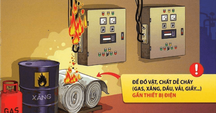 Không để các chất dễ gây cháy gần nguồn lửa