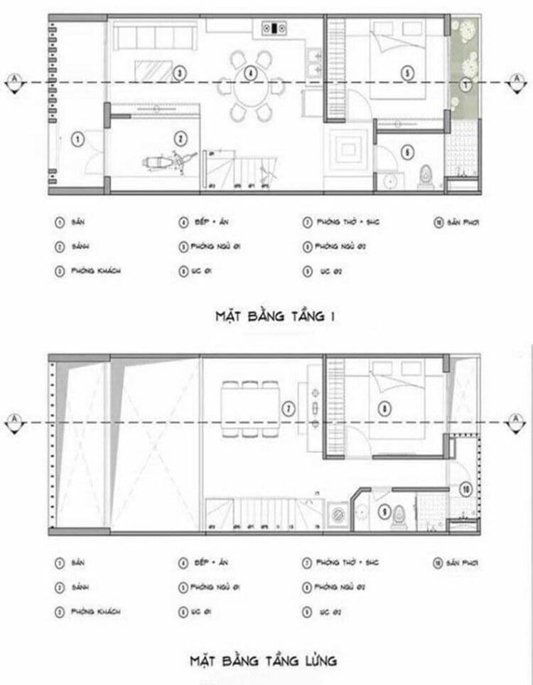 Bản vẽ thiết kế nhà cấp 4 có gác lửng chi tiết