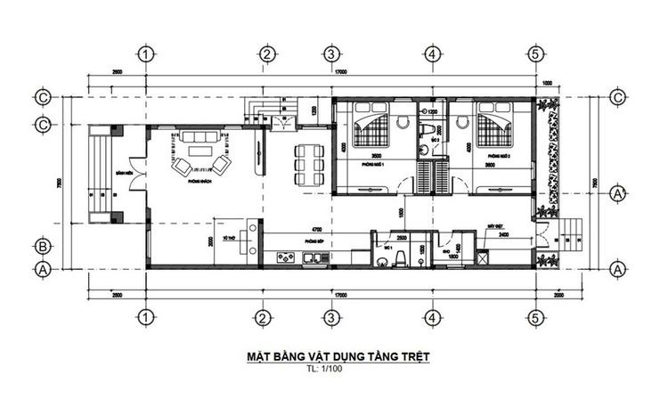 Bản vẽ thiết kế nhà cấp 4 đẹp, hiện đại, giá rẻ có 2 phòng ngủ