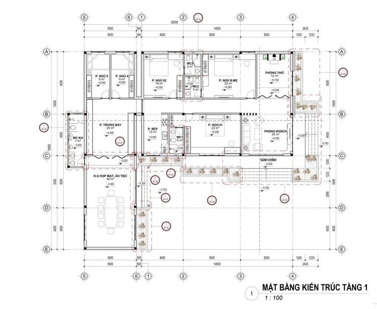 Bản vẽ thiết kế nhà cấp 4 hình chữ L nông thôn đẹp