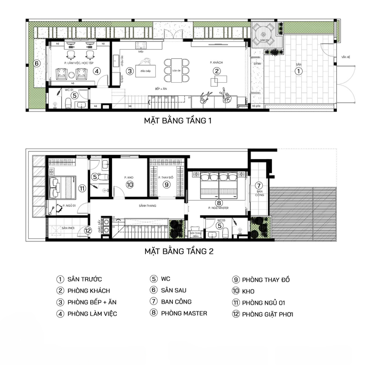 Hình vẽ 3D nhà ống 2 tầng đẹp được xây dựng ở nông thôn