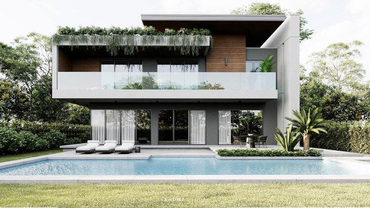 Mẫu villa 2 tầng có hồ bơi đẹp, hiện đại, thiết kế mới