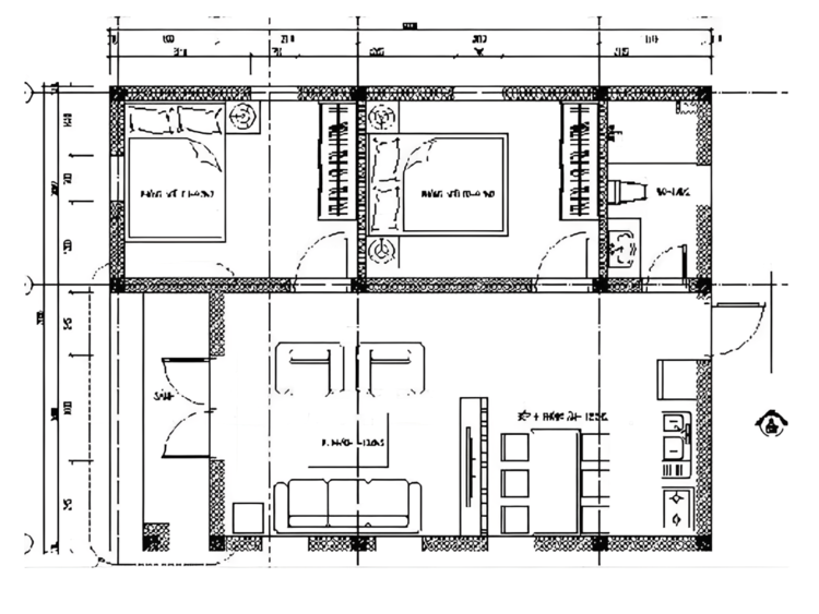 Bản vẽ nhà cấp 4 7x10m 2 phòng ngủ 