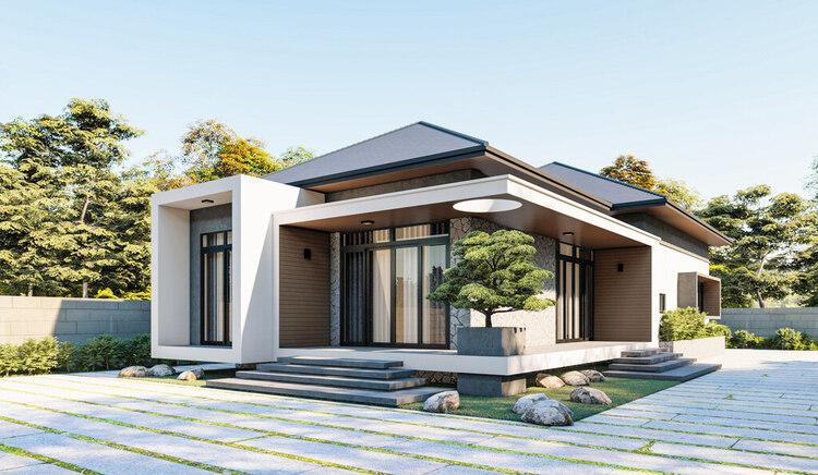 Mẫu nhà vườn đẹp 1 tầng 3 phòng ngủ