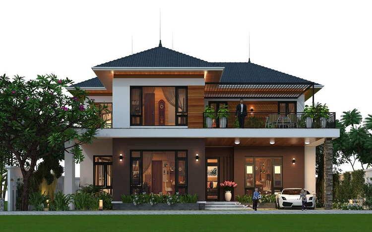 Mẫu nhà 2 tầng đẹp ở nông thôn