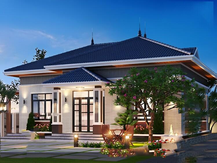 Mẫu nhà vườn mái Nhật 1 tầng đẹp