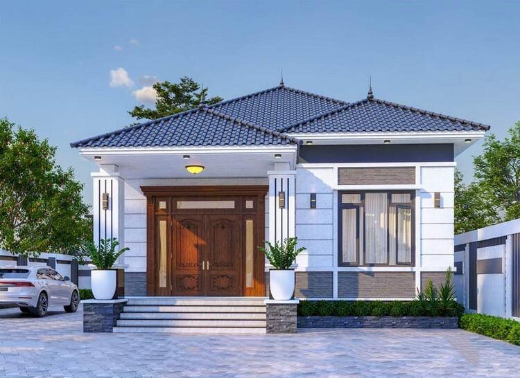 Nhà cấp 4 mái Thái 3 phòng ngủ 100m2 đẹp, có khoảng sân rộng để đỗ ô tô