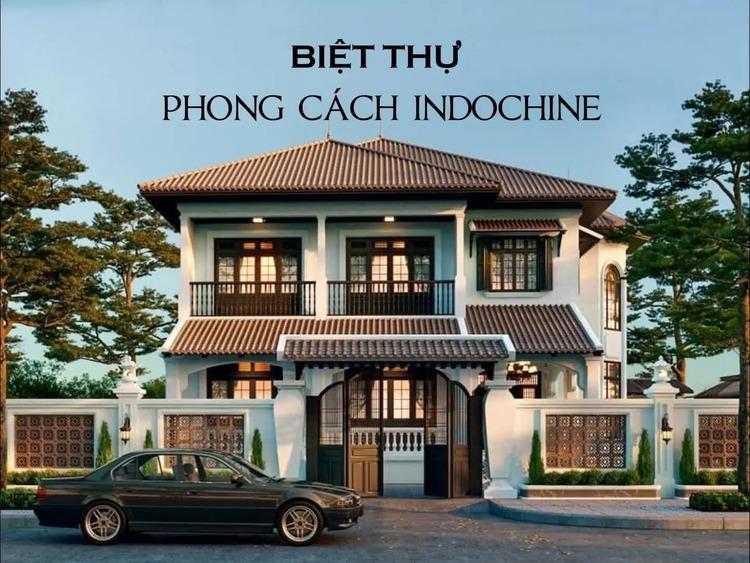 Mẫu nhà biệt thự mái Nhật 2 tầng phong cách Indochine ấm cúng