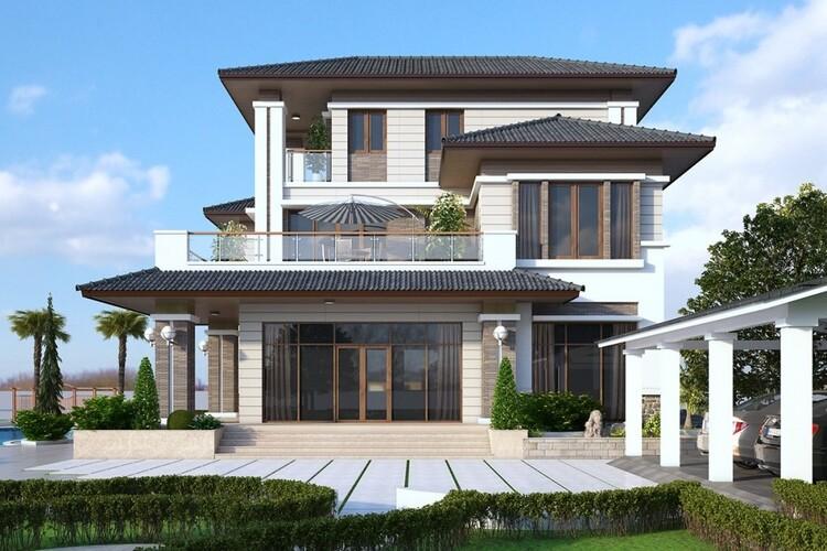 Mẫu nhà villa 2 tầng mái Nhật hiện đại, tràn ngập ánh sáng