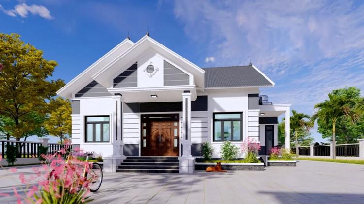 Mẫu nhà vườn đẹp mái Thái 1 tầng