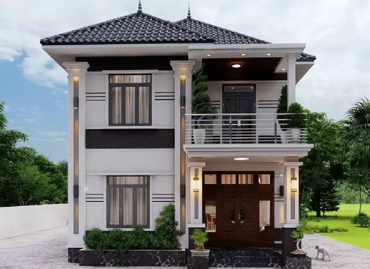 Mẫu nhà 2 tầng mái Nhật 100m2 đẹp, hiện đại