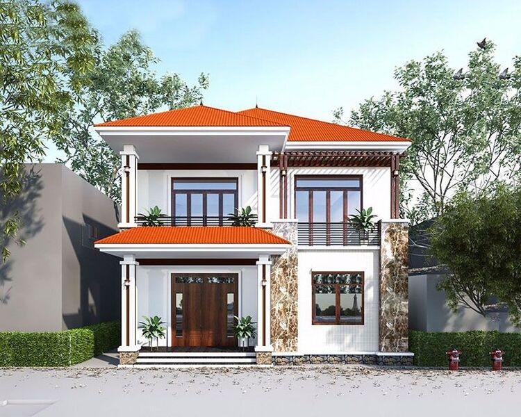 Mẫu nhà 2 tầng mái Nhật 8x8m với thiết kế gọn gàng, tinh tế, phù hợp với không gian sống hiện đại 