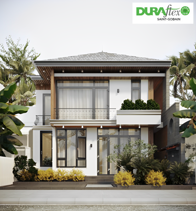 Mẫu 8x12m nhà mái Nhật 2 tầng kiểu biệt thự sang trọng, bề thế