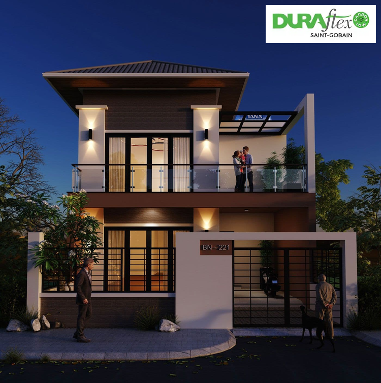 Mẫu 8x12m nhà mái Nhật 2 tầng 4 phòng ngủ đầy đủ công năng
