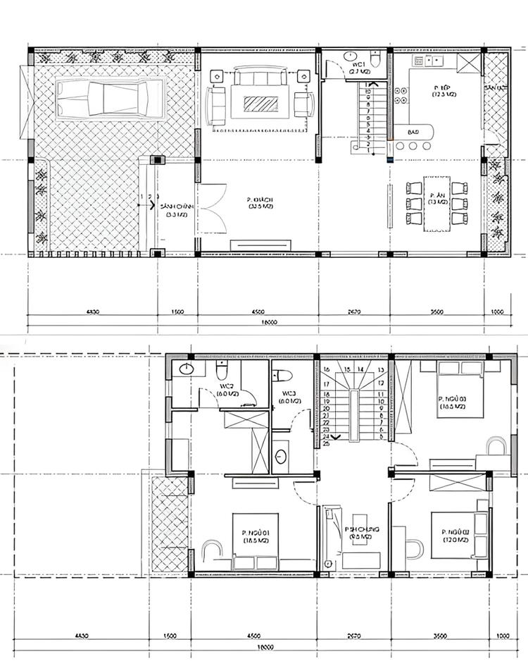 Bản vẽ nhà 2 tầng mái Nhật 8x12 được thiết kế khoa học, đầy đủ tiện nghi