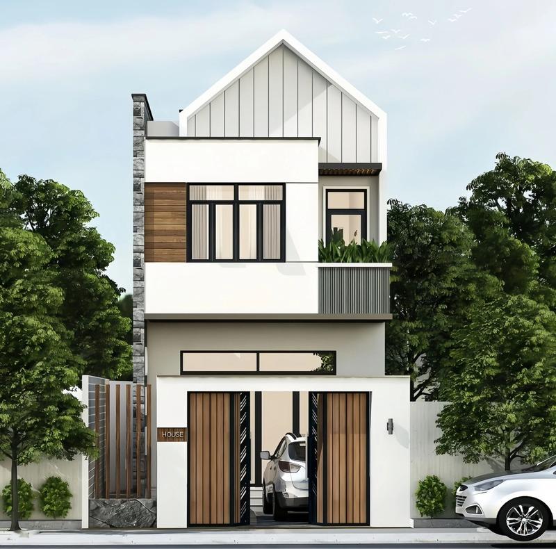 Mẫu nhà 1 trệt 1 lầu 5x15 có 1 lửng hiện đại, thiết kế đẹp mãn nhãn