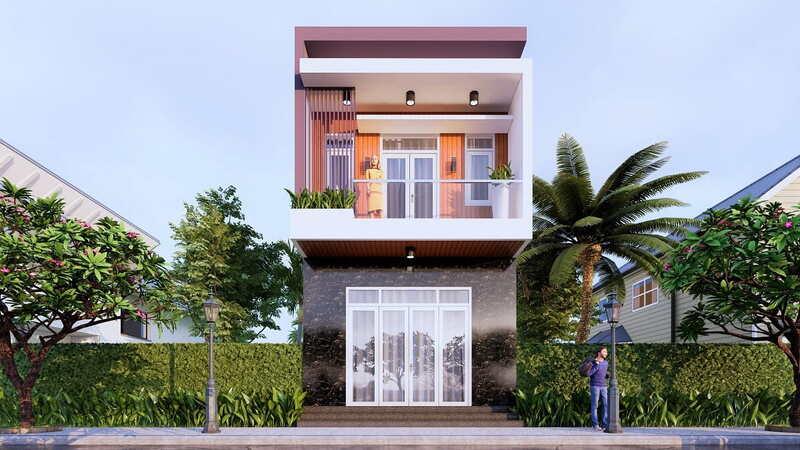 Mẫu nhà 1 trệt 1 lầu 5x15 đẹp, tối ưu ánh sáng tự nhiên