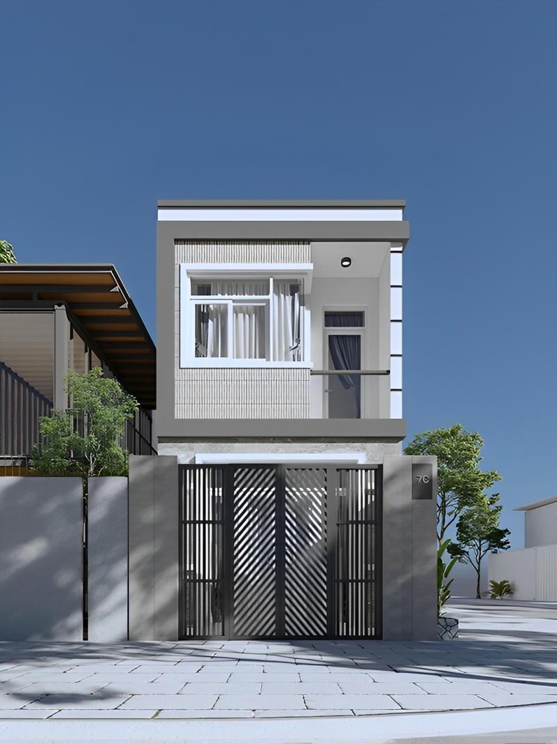 Mẫu nhà 1 trệt 1 lầu 5x15 4 phòng ngủ có 2 mặt tiền thoáng mát