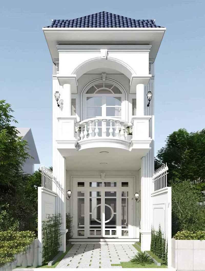 Mẫu biệt thự tân cổ điển 2 tầng 1 tỷ 5x15m đẹp, thanh lịch với các đường phào chỉ tinh xảo