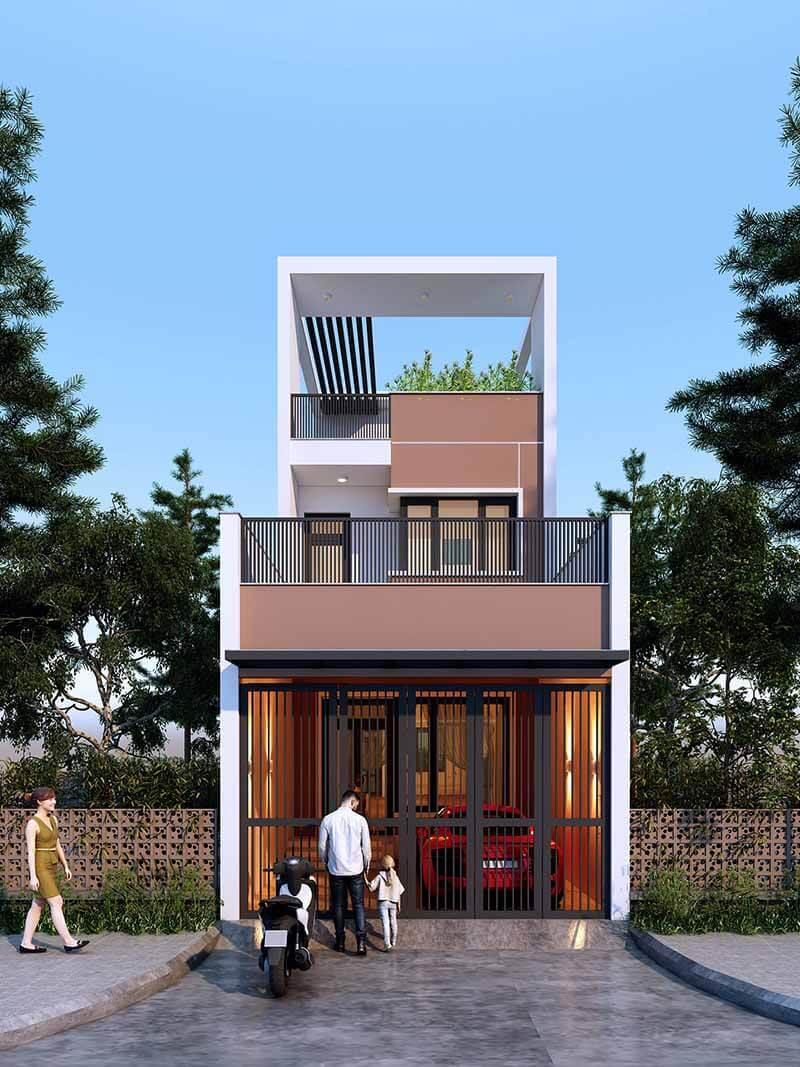 Mẫu nhà 1 trệt 1 lầu 5x15 đẹp, thiết kế hiện đại, sang trọng